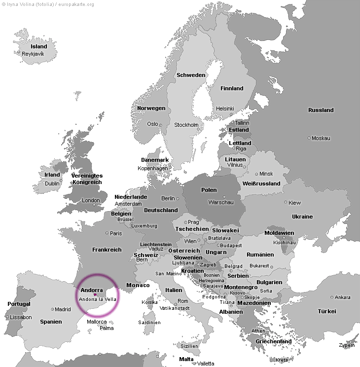 Europakarte mit Andorra