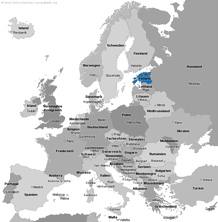 Europakarte mit Estland