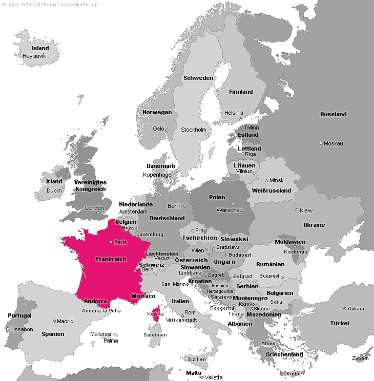Europakarte mit Frankreich