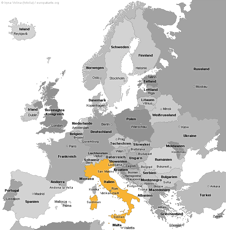 Italien in Europa - Italien auf der Europakarte