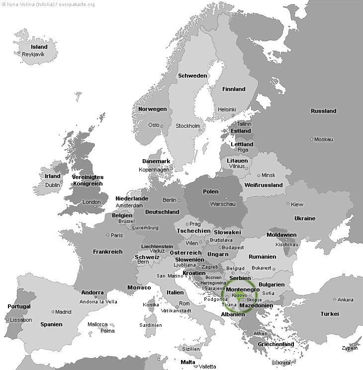 Europakarte mit Kosovo