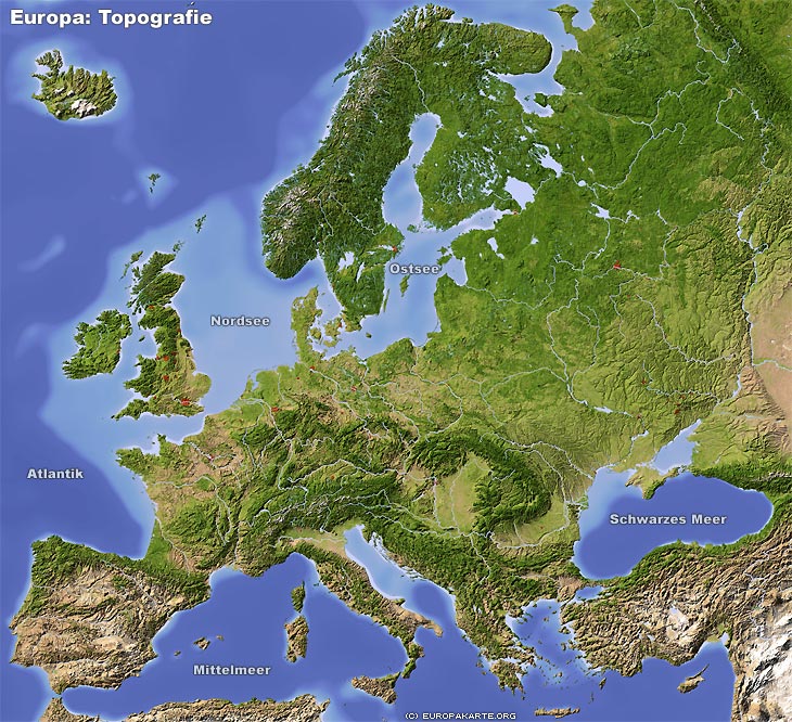 Topographische Karte Europa | Karte