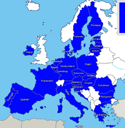 Europakarte mit den Ländern der Europäischen Union (EU)