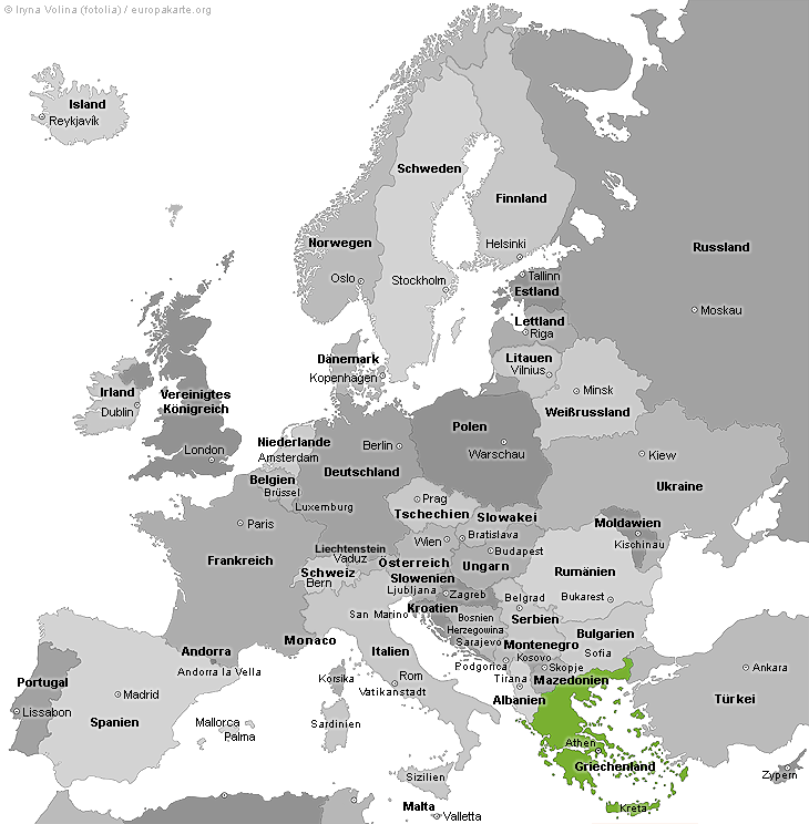 Europakarte mit Griechenland