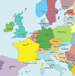 Europakarte mit Hauptstädte