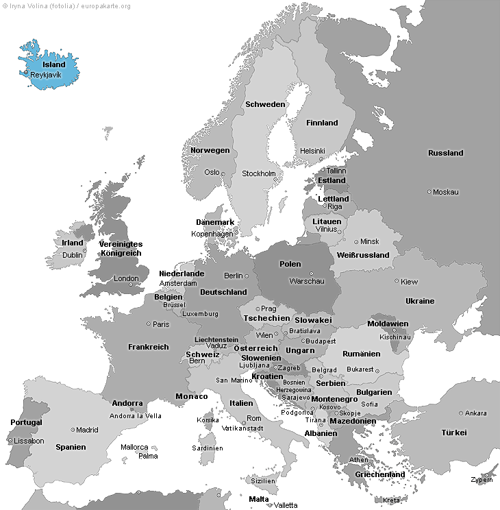 Europakarte mit Island