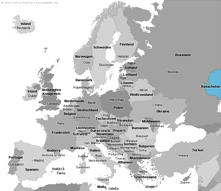 Europakarte mit Kasachstan