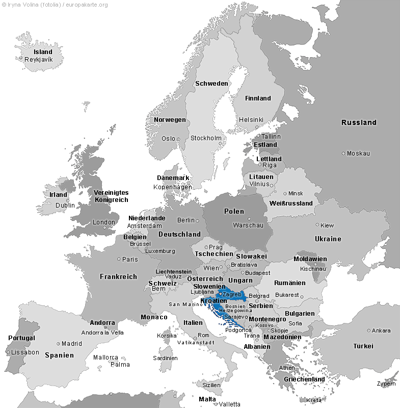 Europakarte mit Kroatien