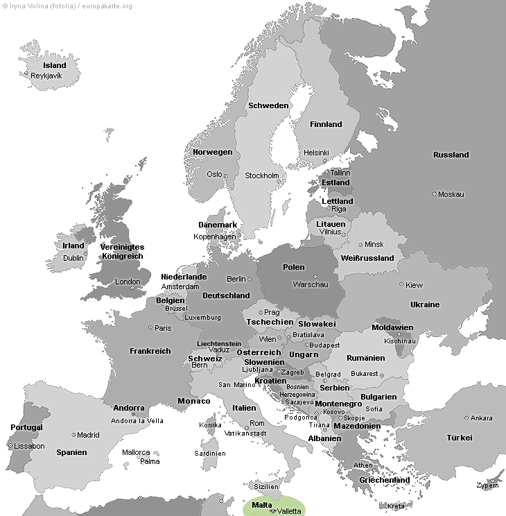 Europakarte mit Malta