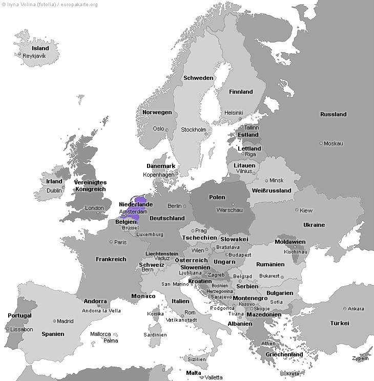 Europakarte mit Niederlande