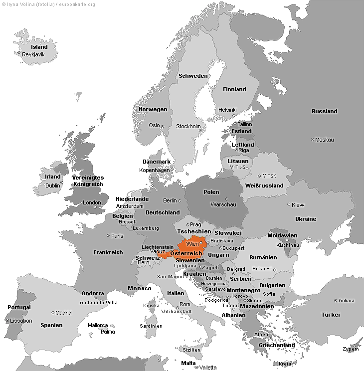 Europakarte mit Österreich