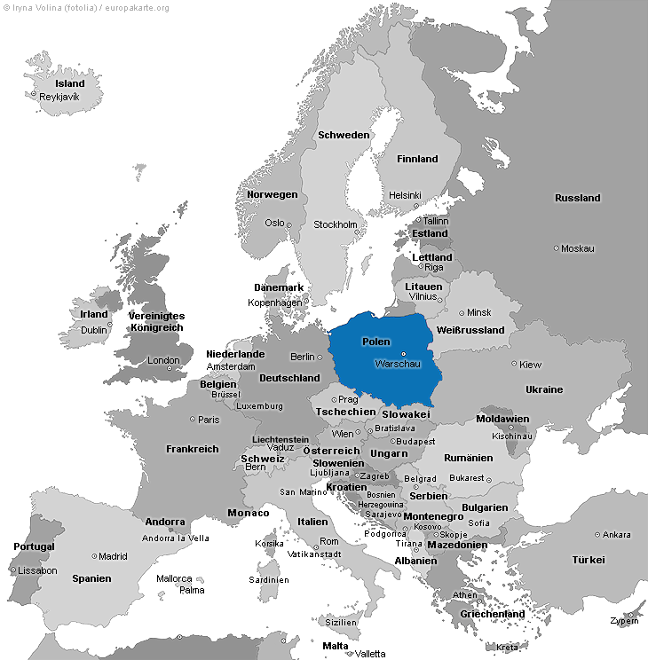 Europakarte mit Polen