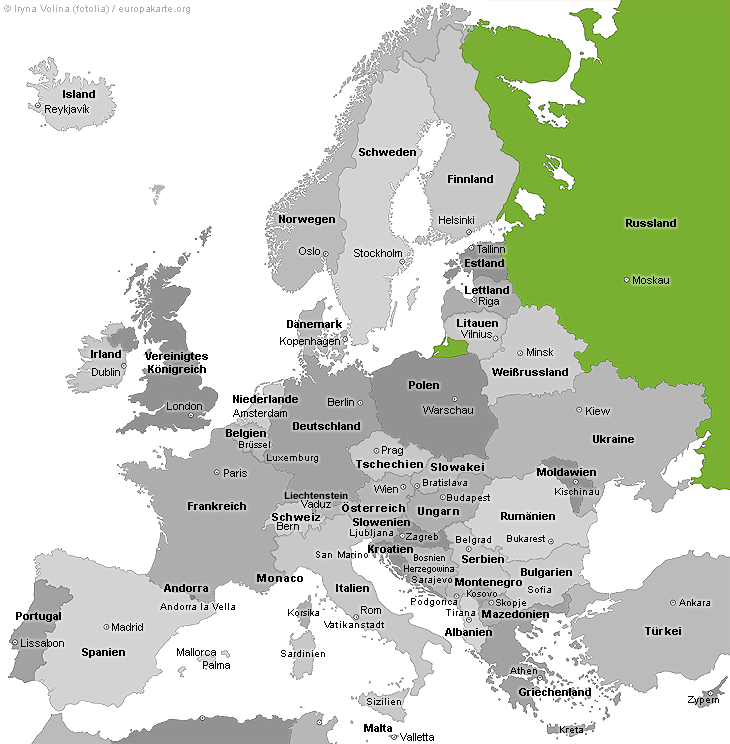 Europakarte mit Russland