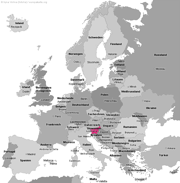 Europakarte mit Slowenien