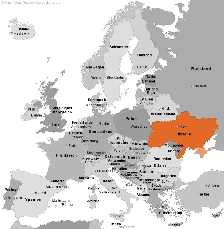 Europakarte mit Ukraine