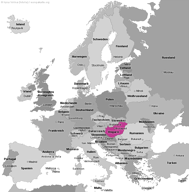  Ungarn  in Europa  Ungarn  auf der Europakarte