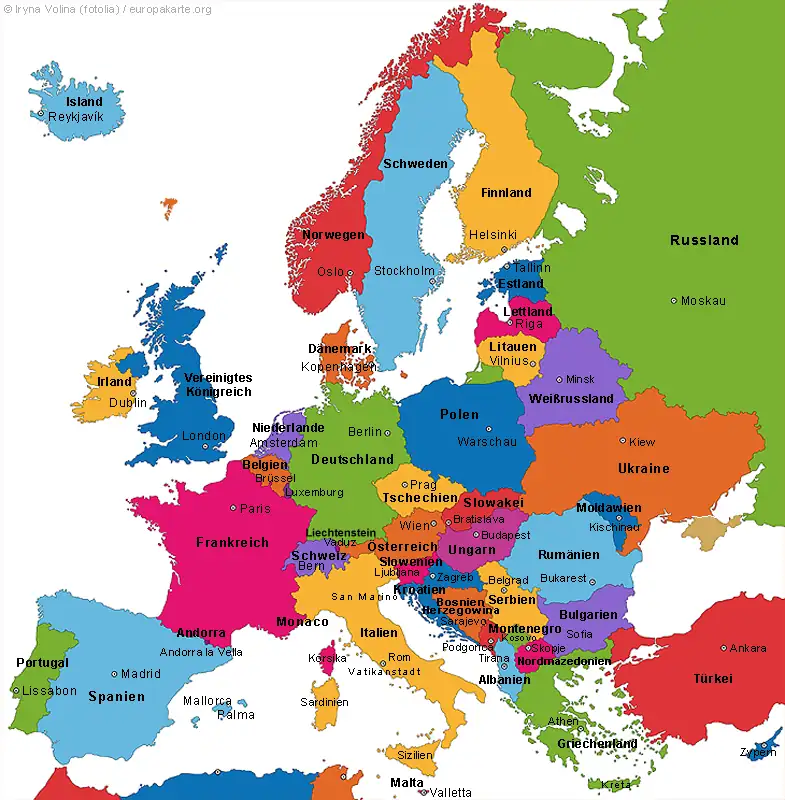 Europa Organisationskarte 