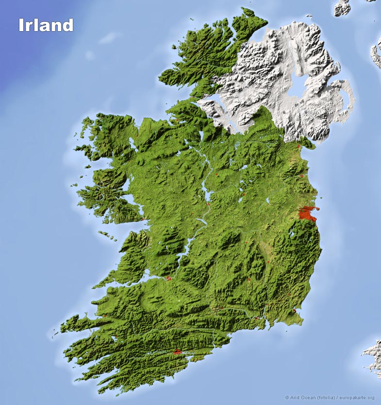Irland, Topografische Karte