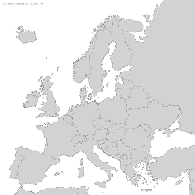 Europakarte (leer) zum lernen - Leere Karte von Europa