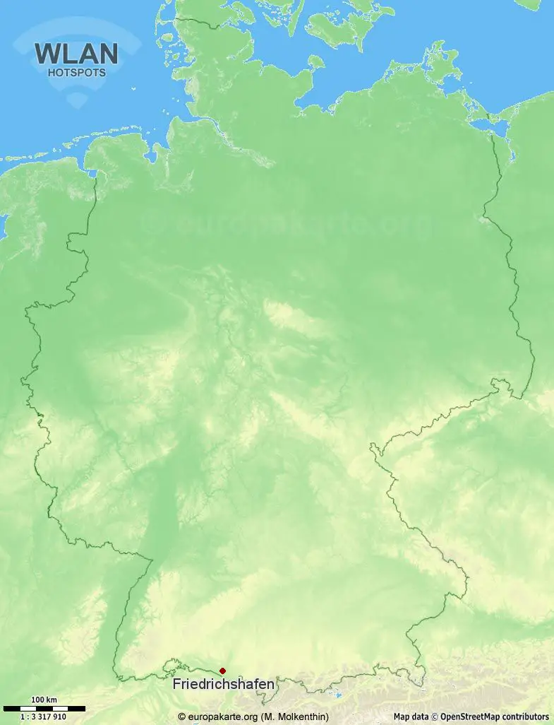 Interaktive Karte mit WLAN-Hotspots in Friedrichshafen (Baden-Württemberg)