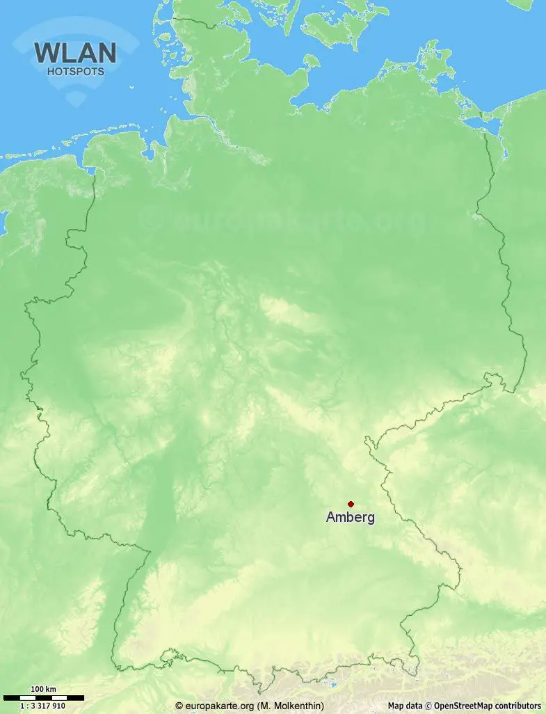 Interaktive Karte mit WLAN-Hotspots in Amberg (Bayern)