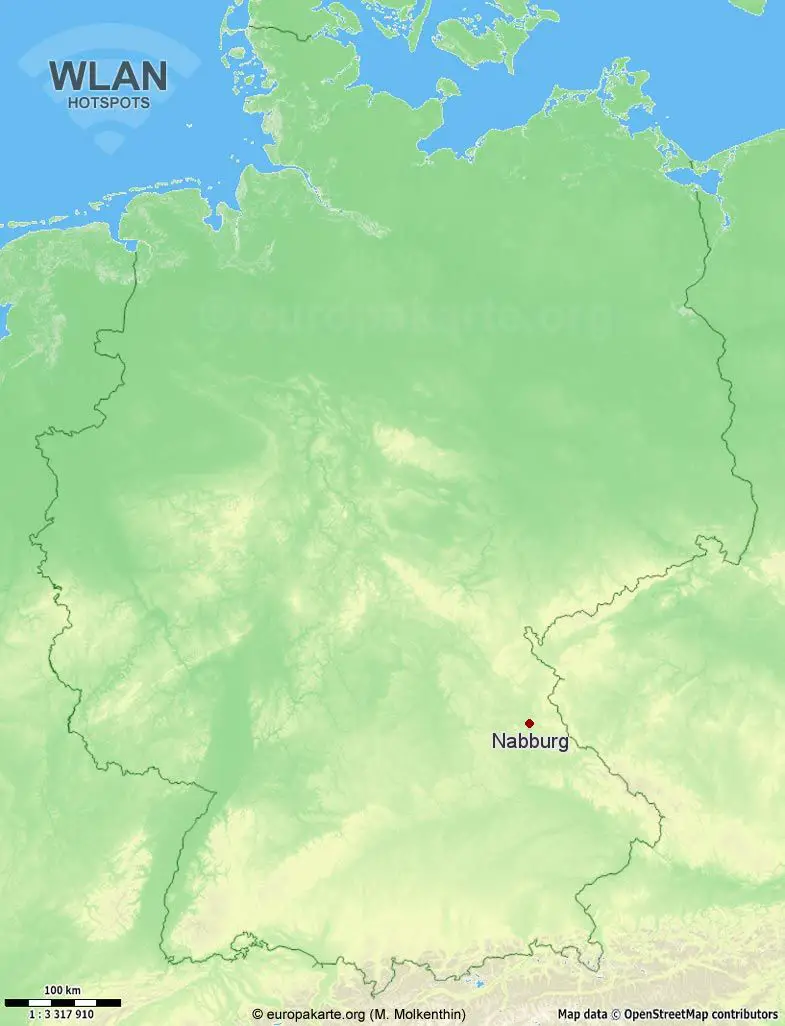 Interaktive Karte mit WLAN-Hotspots in Nabburg (Bayern)