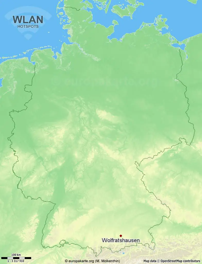 Interaktive Karte mit WLAN-Hotspots in Wolfratshausen (Bayern)