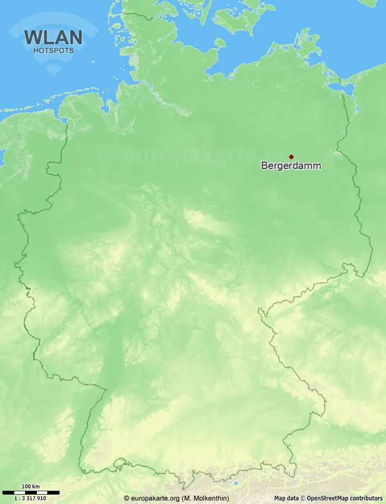 Interaktive Karte mit WLAN-Hotspots in Bergerdamm (Brandenburg)