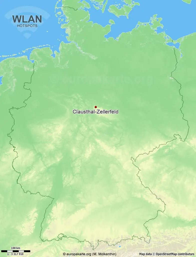 Interaktive Karte mit WLAN-Hotspots in Clausthal-Zellerfeld (Niedersachsen)