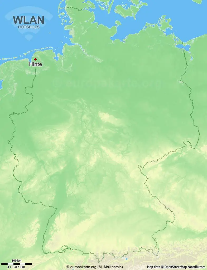 Interaktive Karte mit WLAN-Hotspots in Hinte (Niedersachsen)