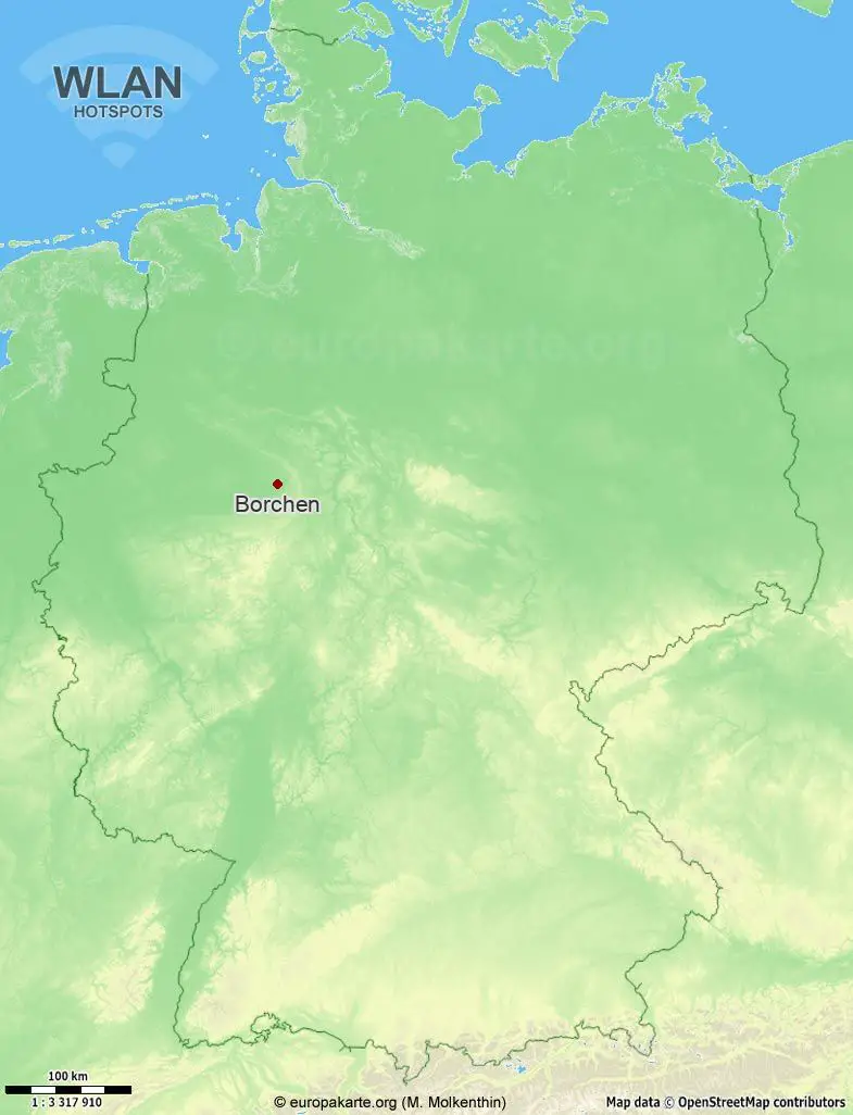Interaktive Karte mit WLAN-Hotspots in Borchen (Nordrhein-Westfalen)