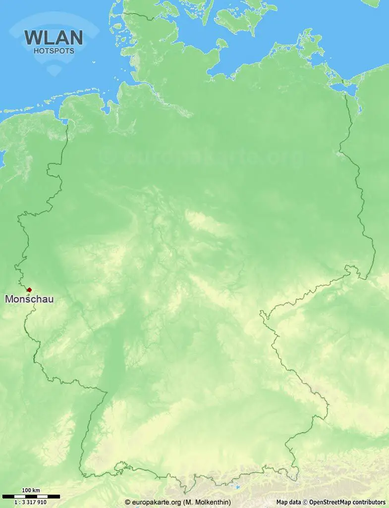 Interaktive Karte mit WLAN-Hotspots in Monschau (Nordrhein-Westfalen)